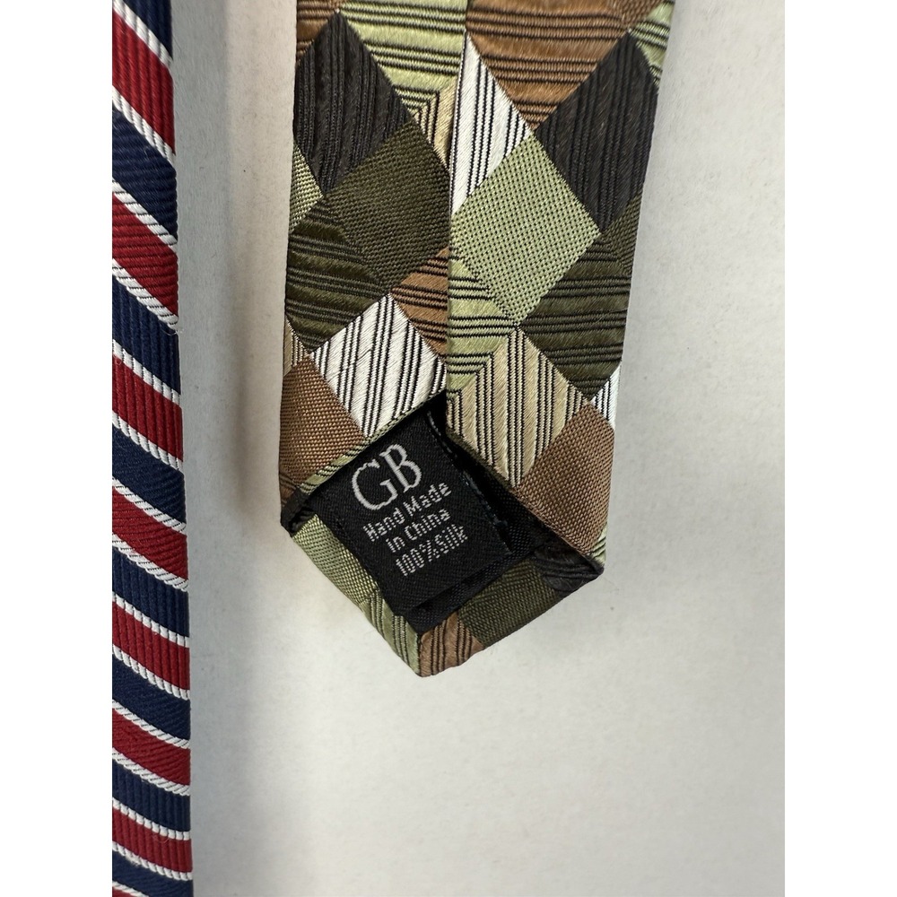 Lot 2 Designer Ties Paco Rabanne Paris Geoffrey Beene Silk Polyester - Picture 4 of 4